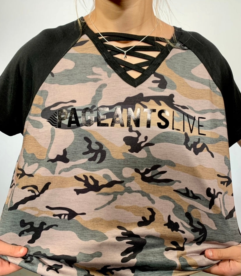 Camo Short Sleeve Criss Cross T