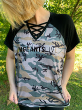 Load image into Gallery viewer, Camo Short Sleeve Criss Cross T
